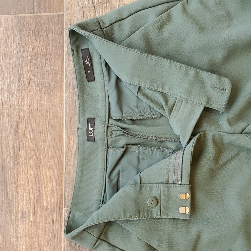 Loft green slacks - Picture 3 of 4